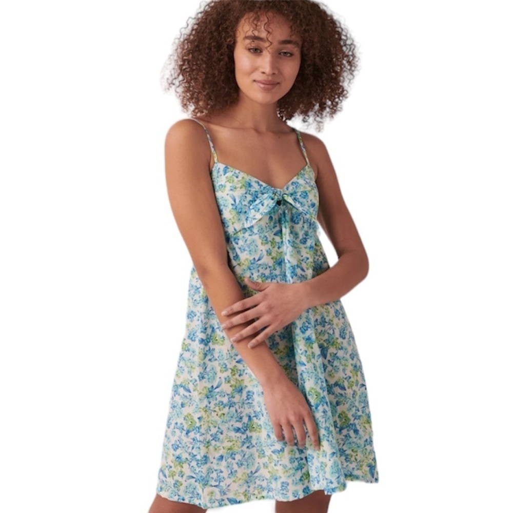 La Vie en Rose Aqua NWT Sleeveless Floral Babydoll Dress Size XS NEW